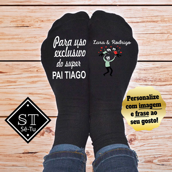 Meias Para Uso Exclusivo Melhor Pai 2 (Parentesco + Nomes)